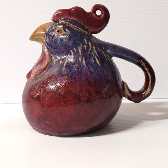 Oriental Accent Inc Pottery Rooster Teapot Vase Hand Painted Decorative Use Only - Picture 3 of 9